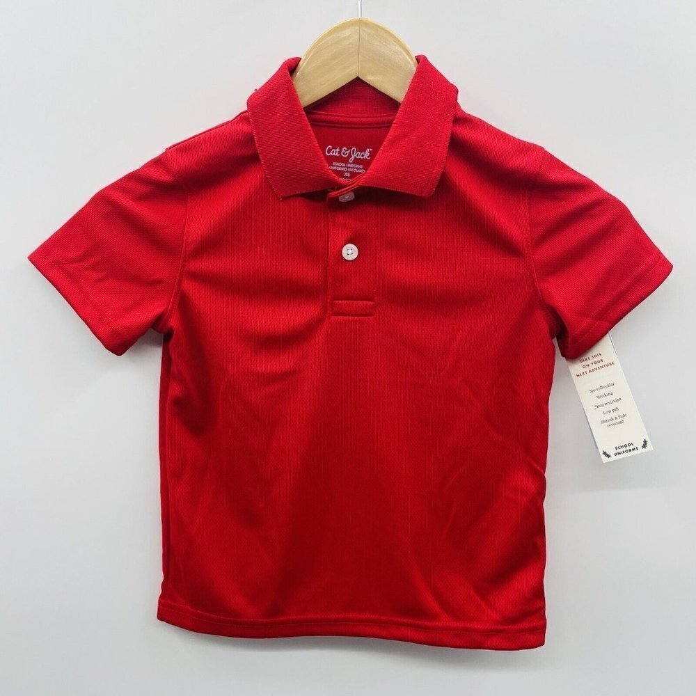 Cat & Jack Youth Boys XS Short Sleeve Performance Uniform Polo Shirt in Red 1417